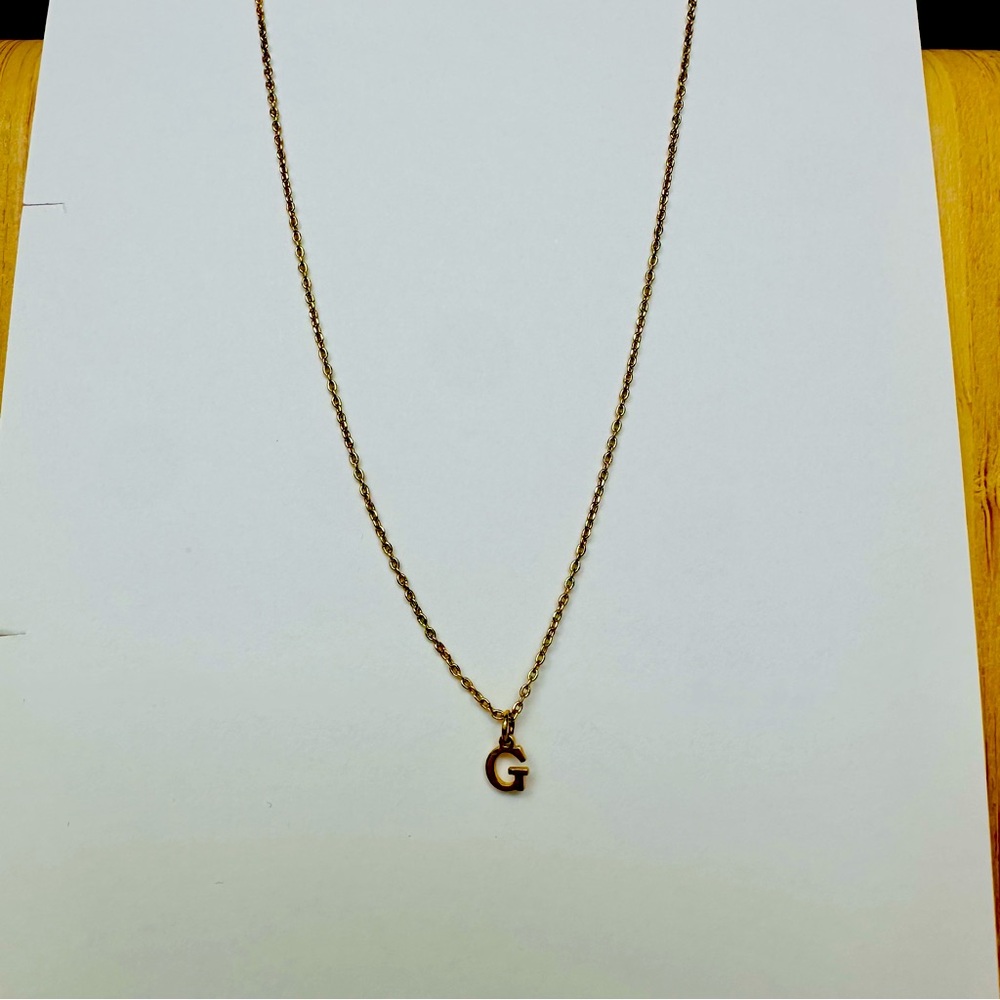 Authentic 18k Gold Dainty Initial G Necklace by Brenda Grands